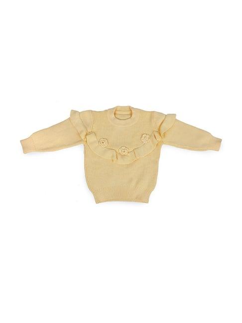 baby moo kids yellow applique full sleeves sweater