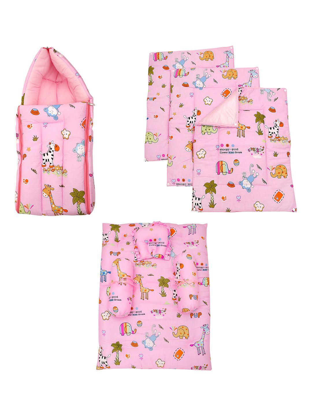 baby moo pink printed bedding gift set