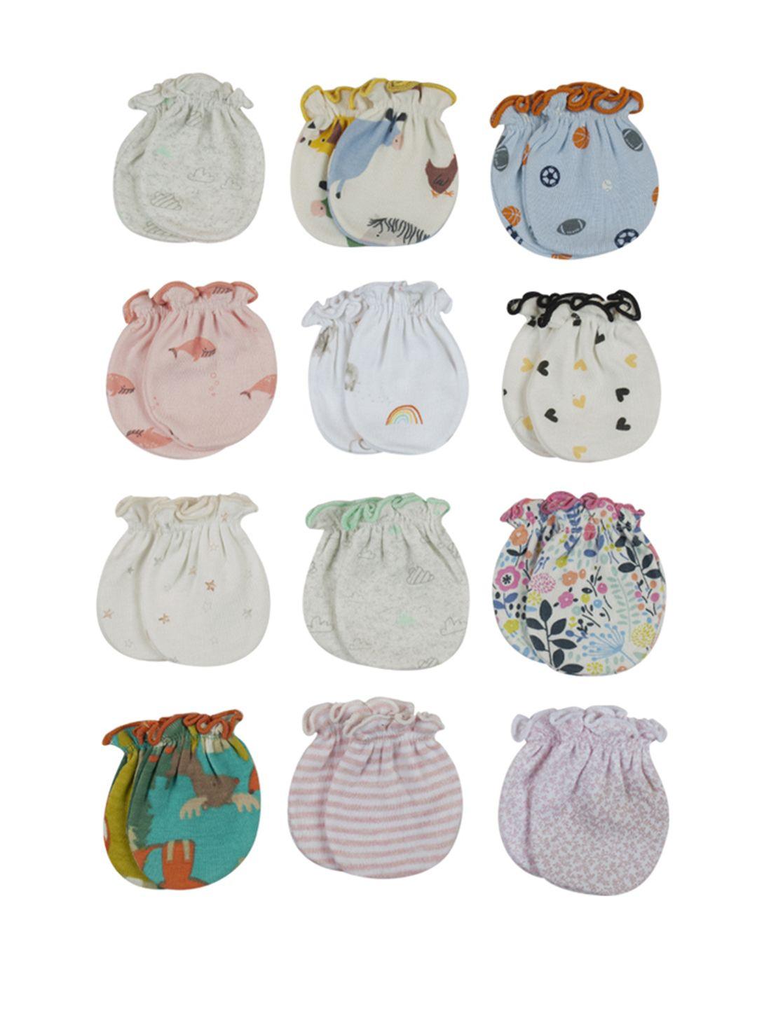 baby moo set of 12 printed organic cotton mittens