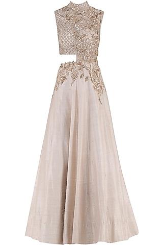 baby pink embroidered cutout gown