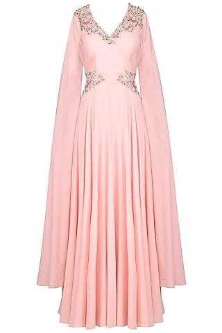 baby pink embroidered gown