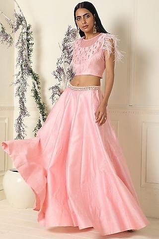 baby pink embroidered lehenga set