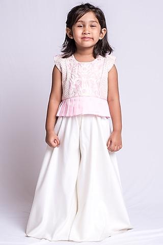 baby pink embroidered palazzo set for girls