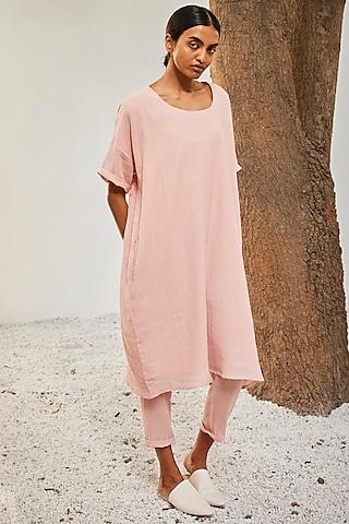 baby pink gauze cotton tunic set