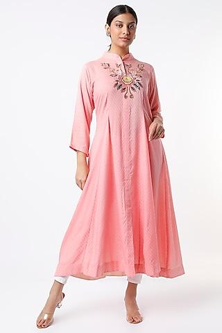 baby pink hand embroidered dress
