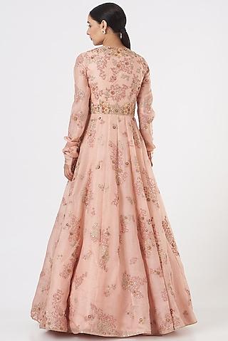 baby pink organza kalidar anarkali set