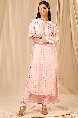 baby pink printed kurta set