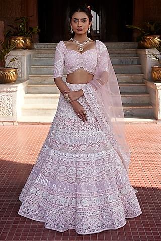 baby pink tulle embroidered lehenga set
