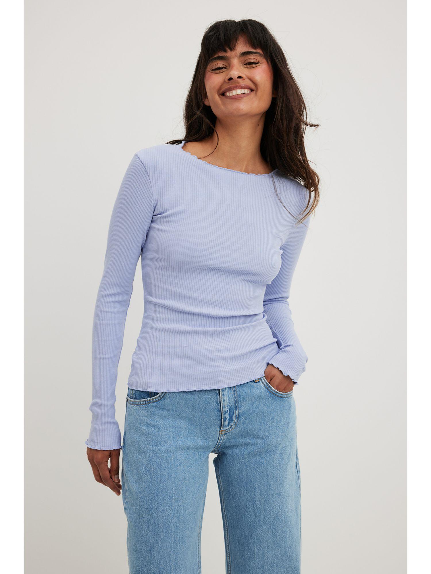 babylock ribbed long sleeve top dusty blue