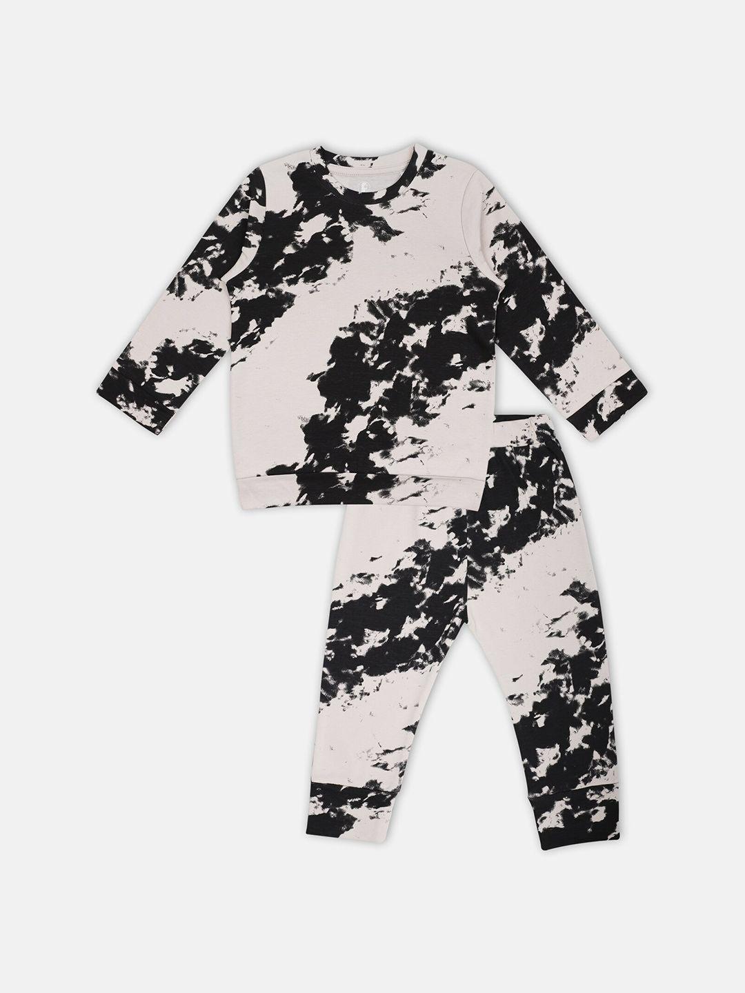 babysafe boys cream-coloured & black printed top with trousers
