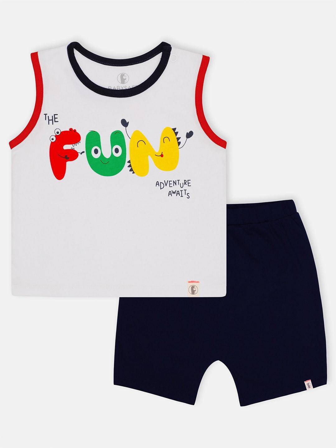 babysafe boys printed pure cotton top with shorts