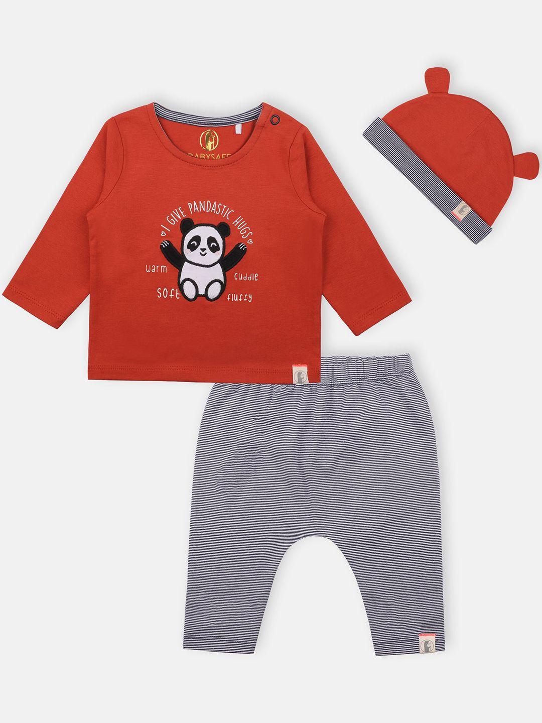 babysafe boys red & white printed t-shirt with capris
