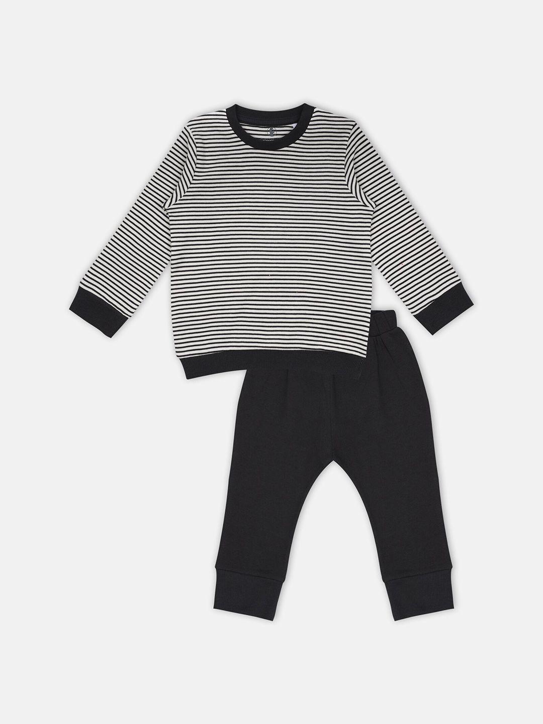 babysafe boys white & black striped t-shirt with trousers