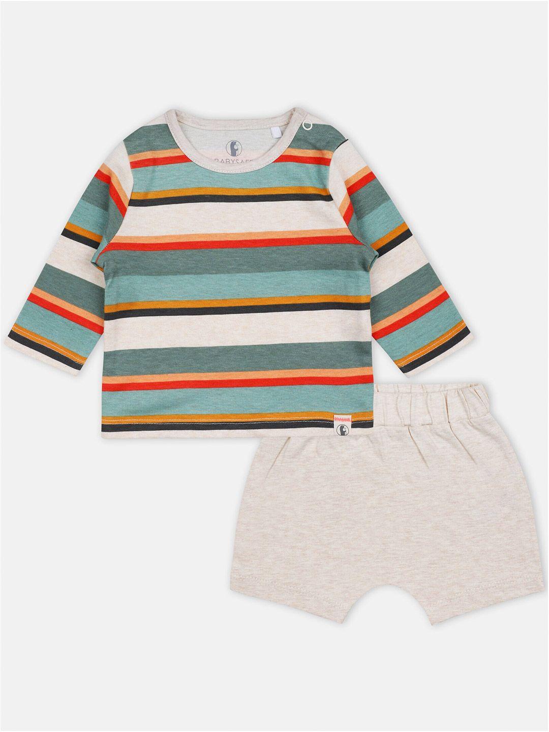 babysafe infant boys striped pure cotton t-shirt with shorts