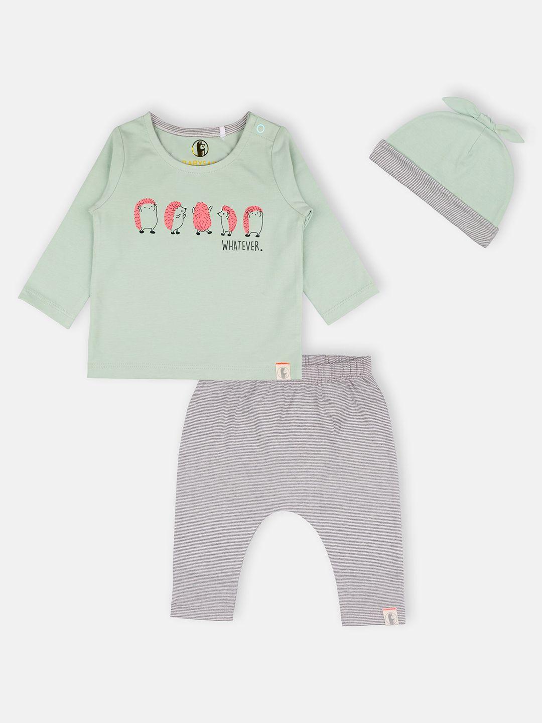 babysafe boys green & grey printed t-shirt with pyjamas