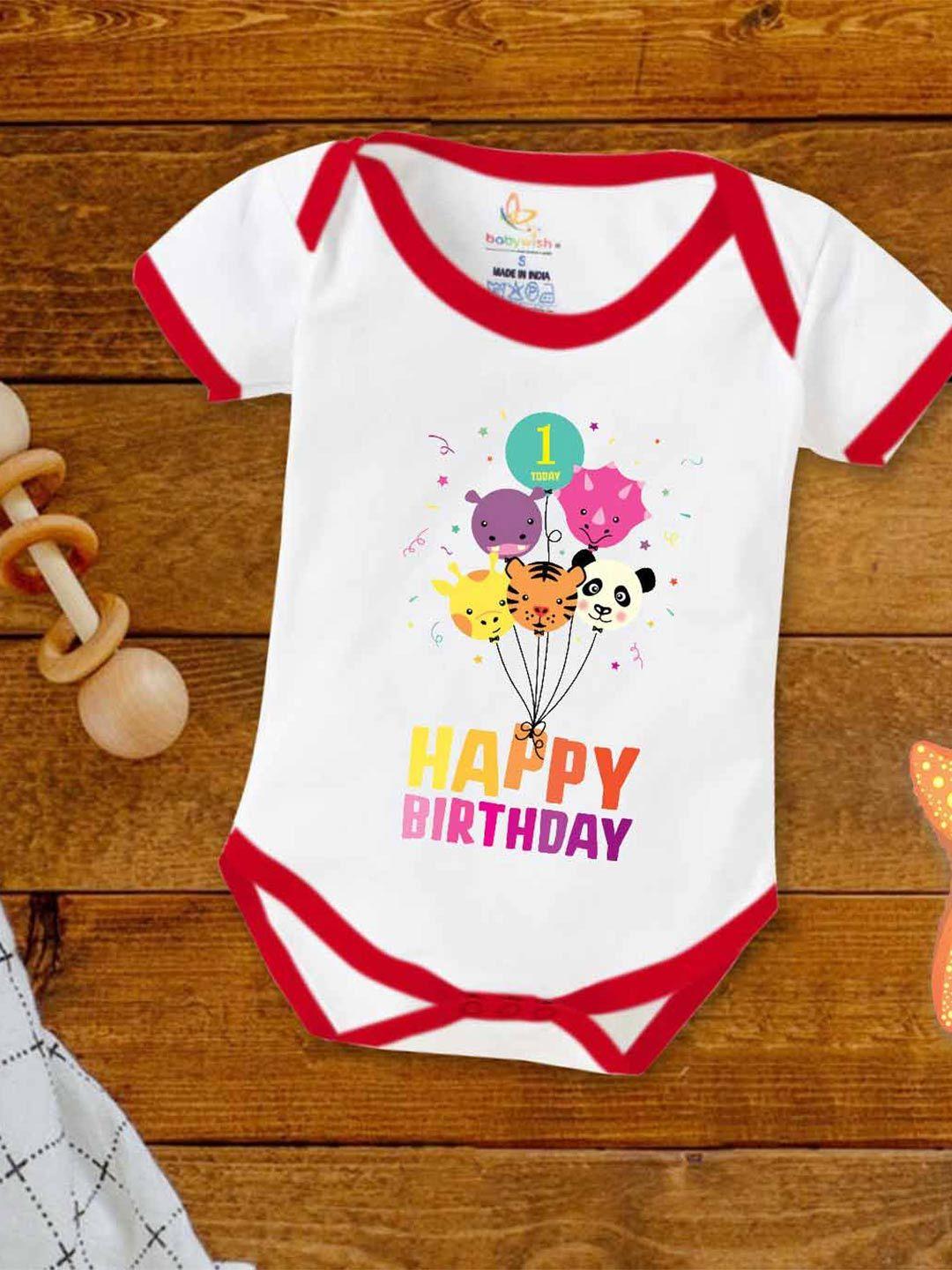babywish infants happy birthday printed cotton bodysuit
