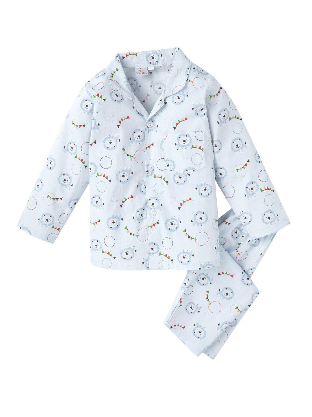 babywish kids conversational printed pure cotton night suit