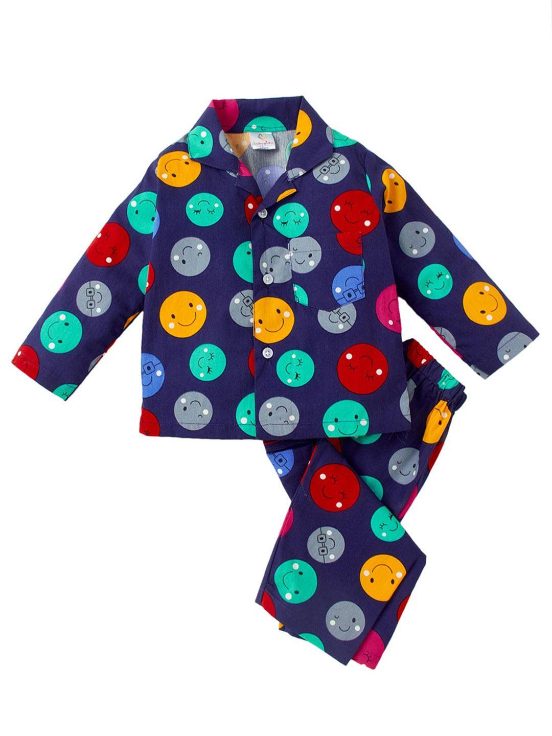 babywish kids lapel collar printed night suit