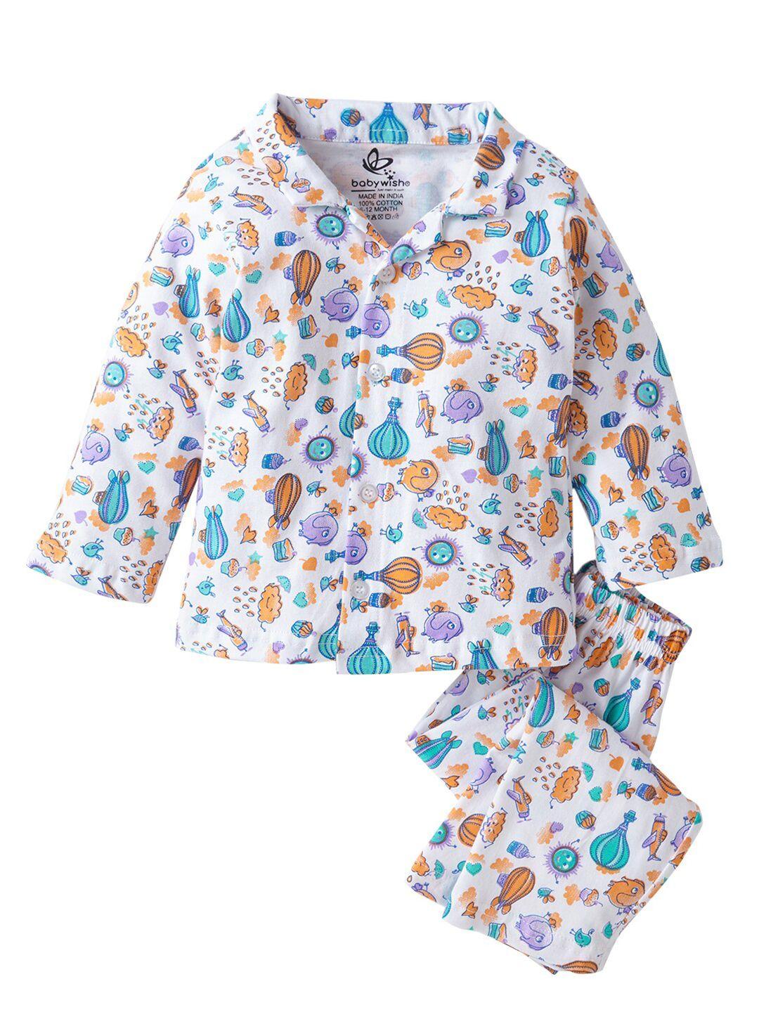 babywish unisex kids multicoloured printed night suit