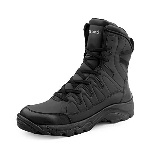 bacca bucci® 7-eye snow boots for men | moto inspired mild water proof boots | model name: flame | black, size uk10