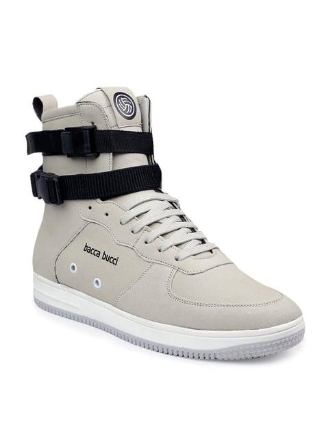 bacca bucci men's hustle off white ankle high sneakers