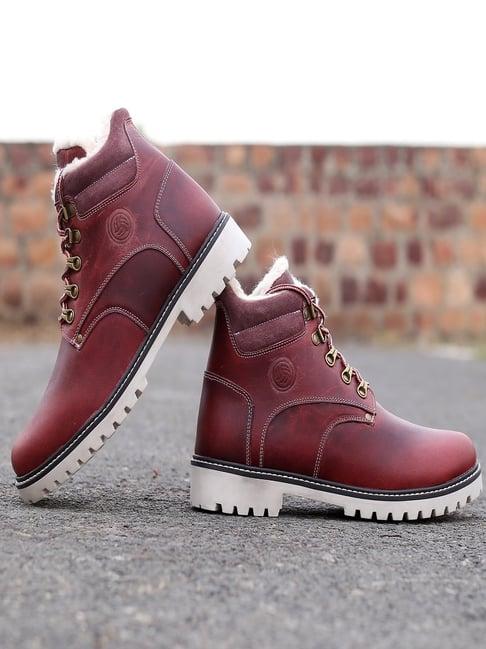 bacca bucci men's moscow maroon derby boots