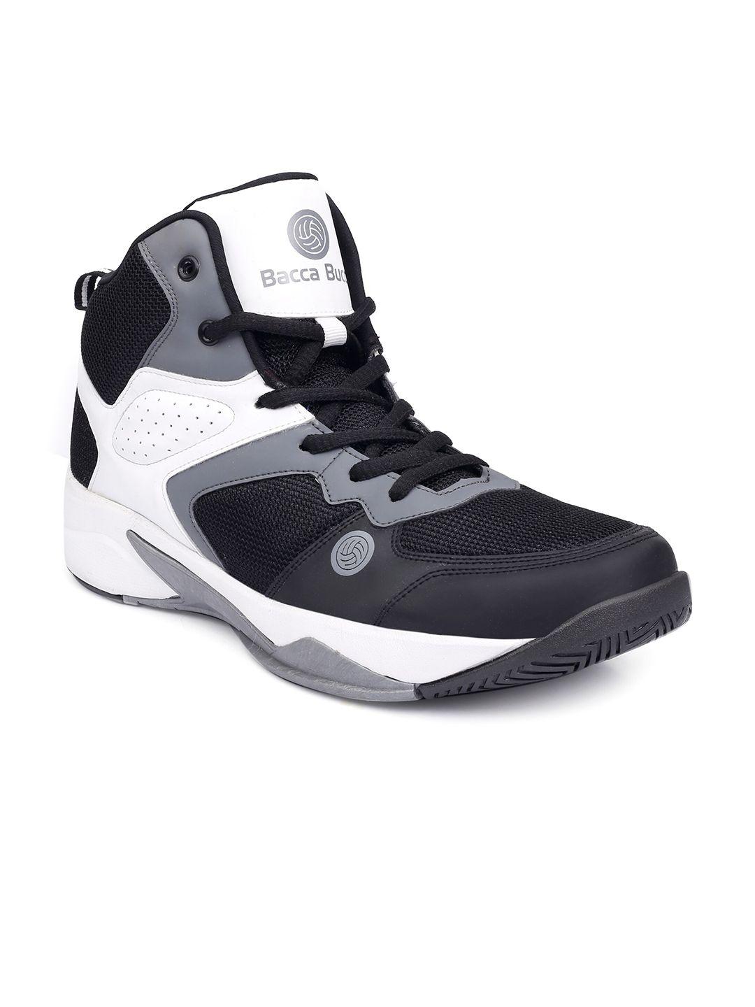 bacca bucci men black & grey mesh mid-top basketball shoes