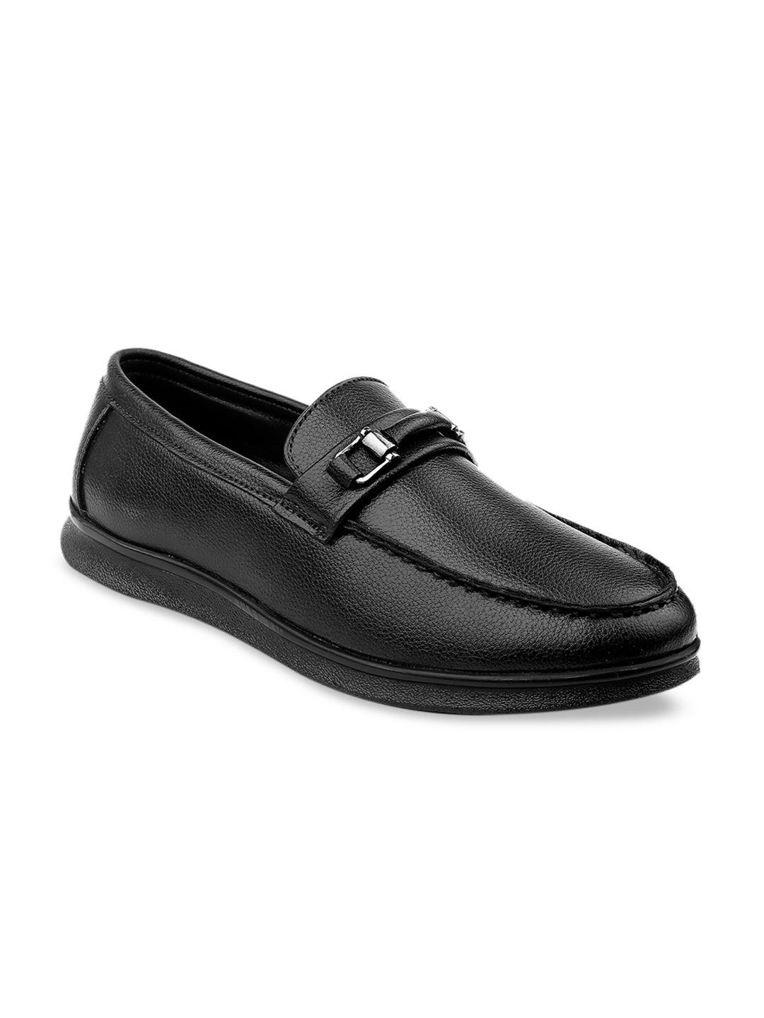bacca bucci men black textured slip-on loafers