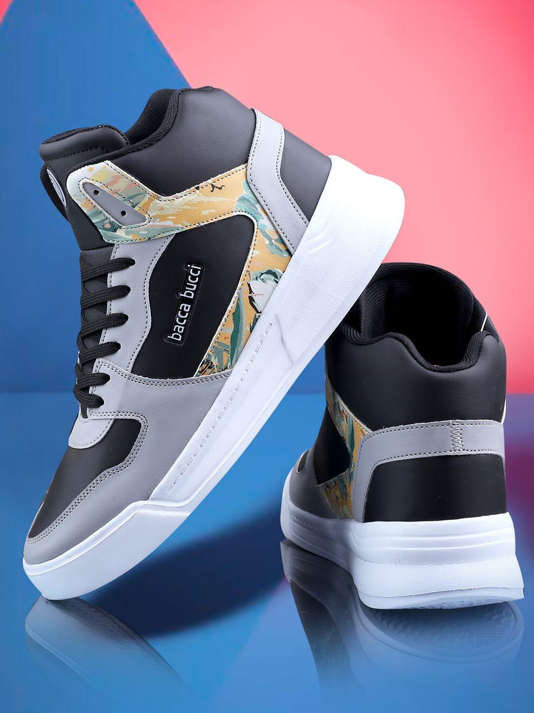 bacca bucci men colourblocked printed high-top sneakers