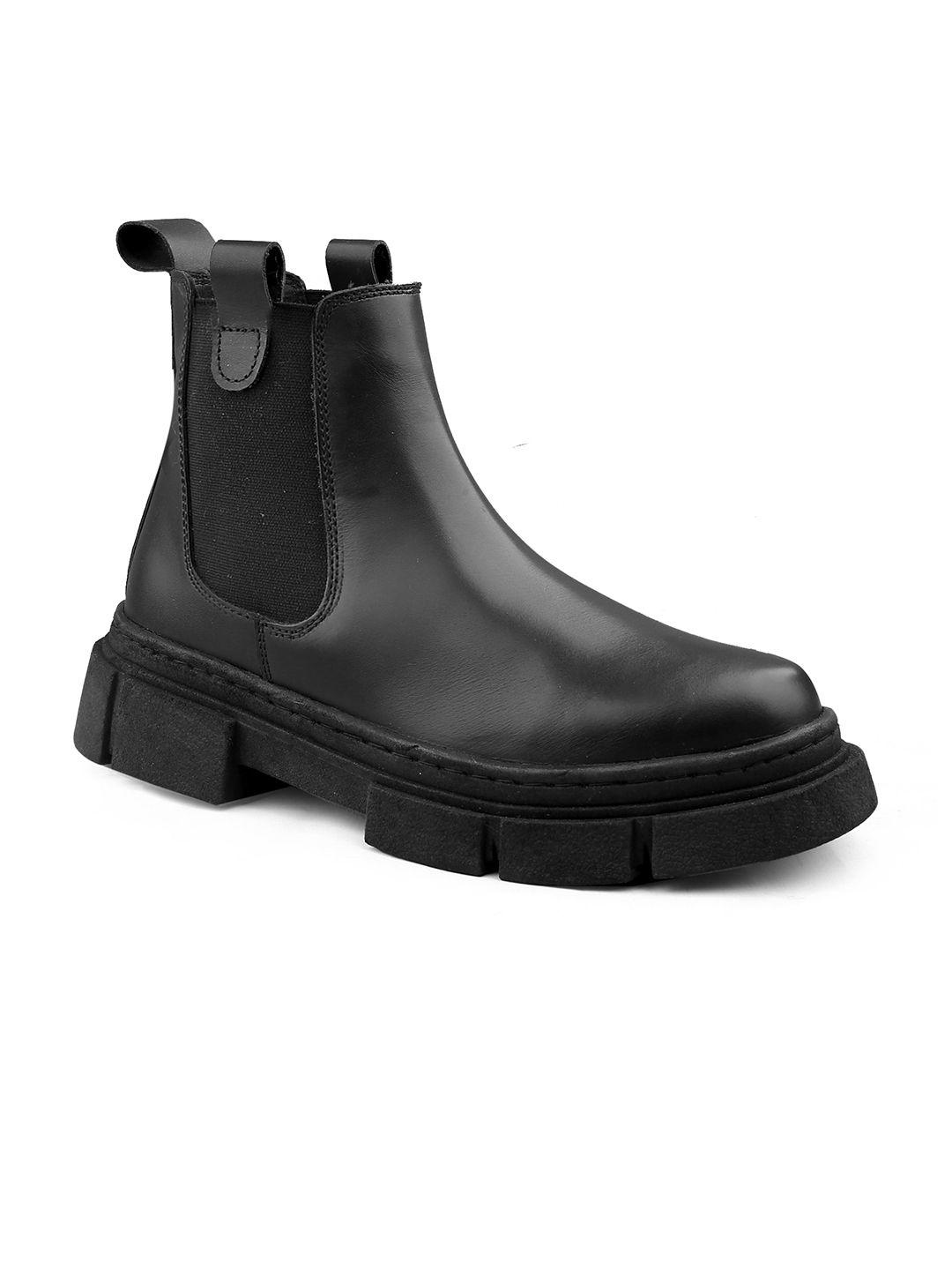bacca bucci men heeled mid-top leather chelsea boots