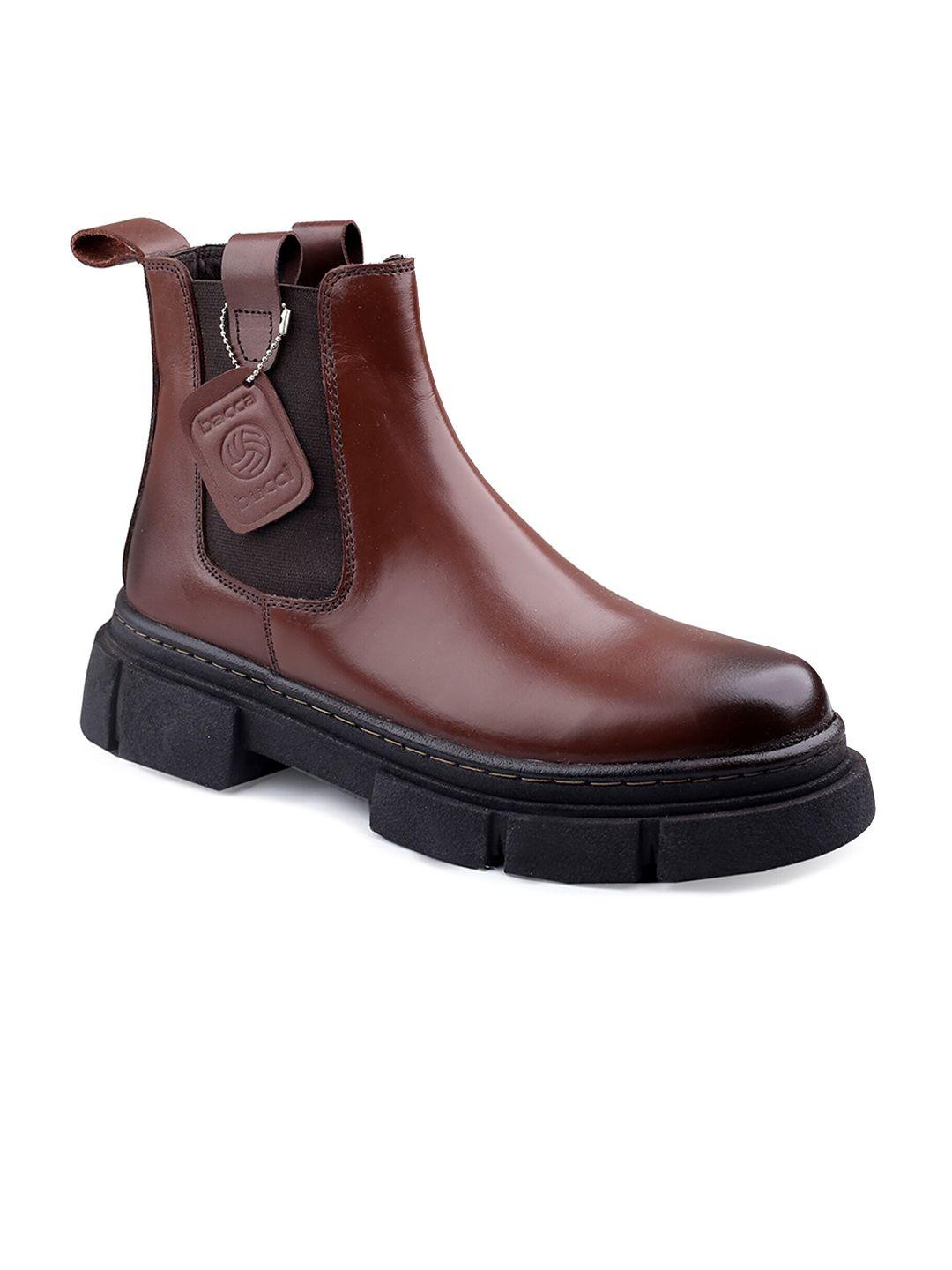 bacca bucci men heeled mid-top leather chelsea boots