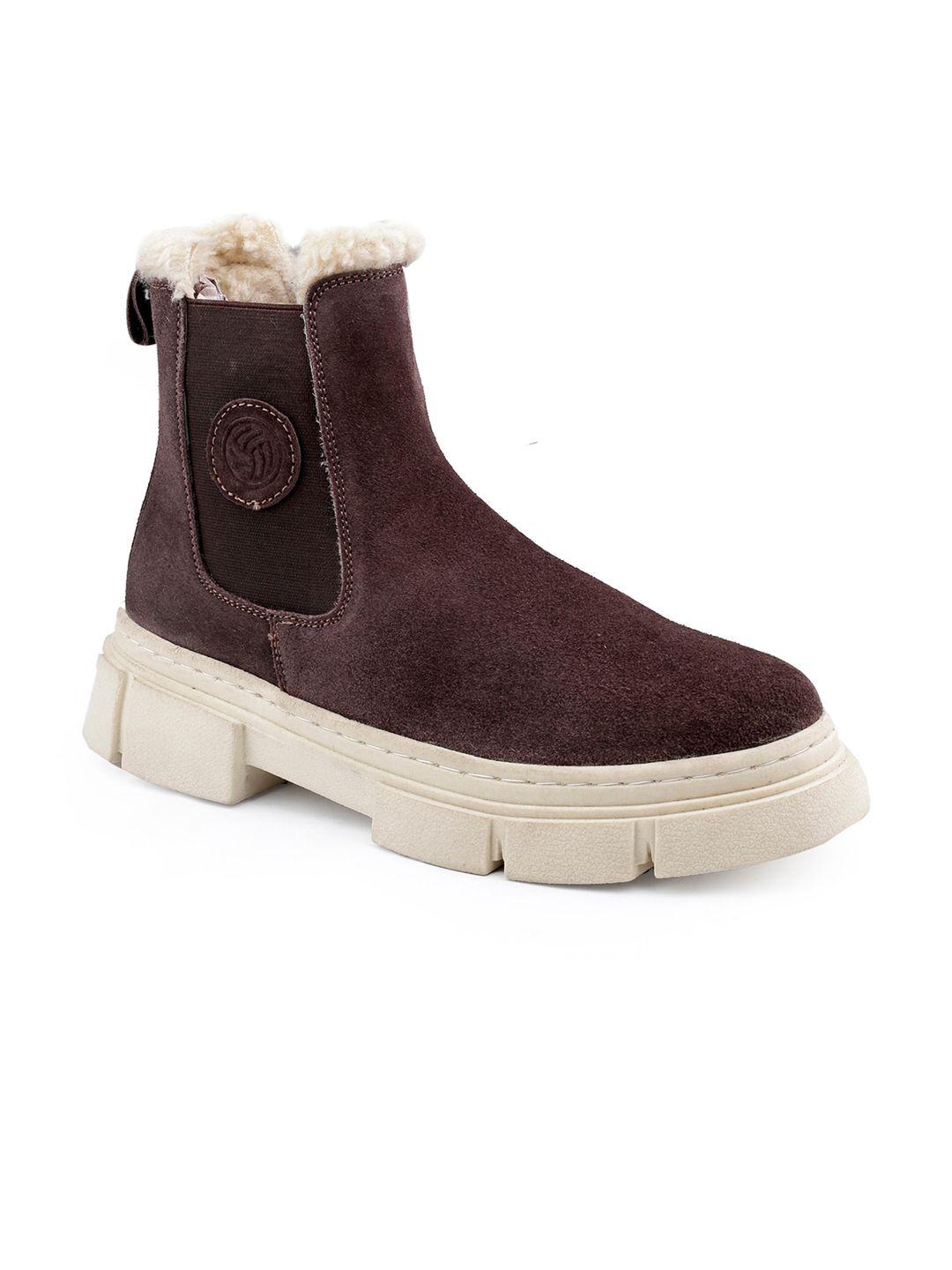 bacca bucci men heeled suede mid-top winter boots