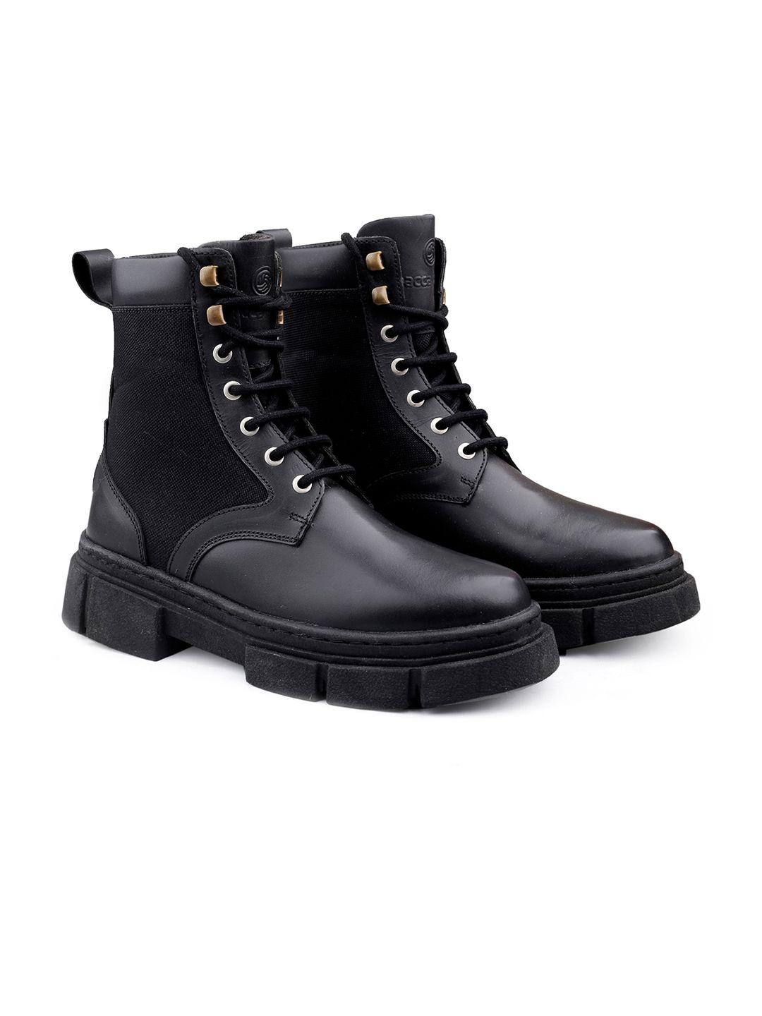 bacca bucci men leather mid-top chunky boots
