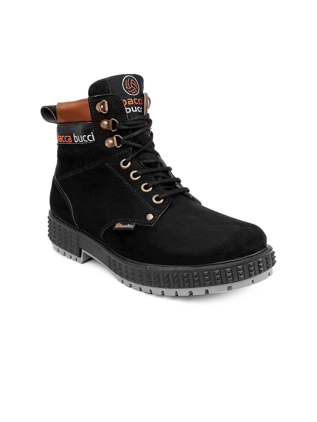 bacca bucci men textured block-heeled hiking boots