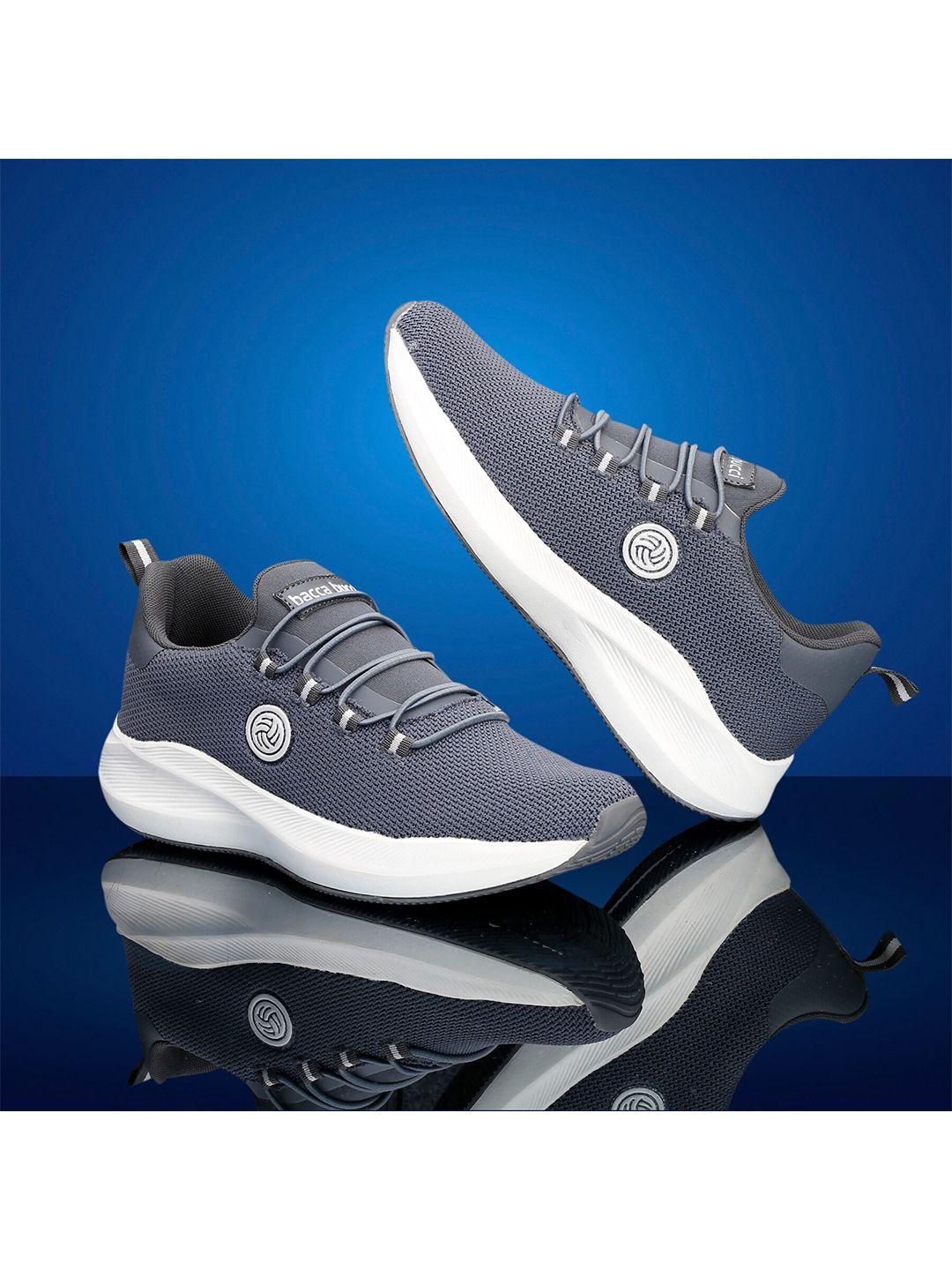 bacca bucci women grey & white mesh non-marking running shoes