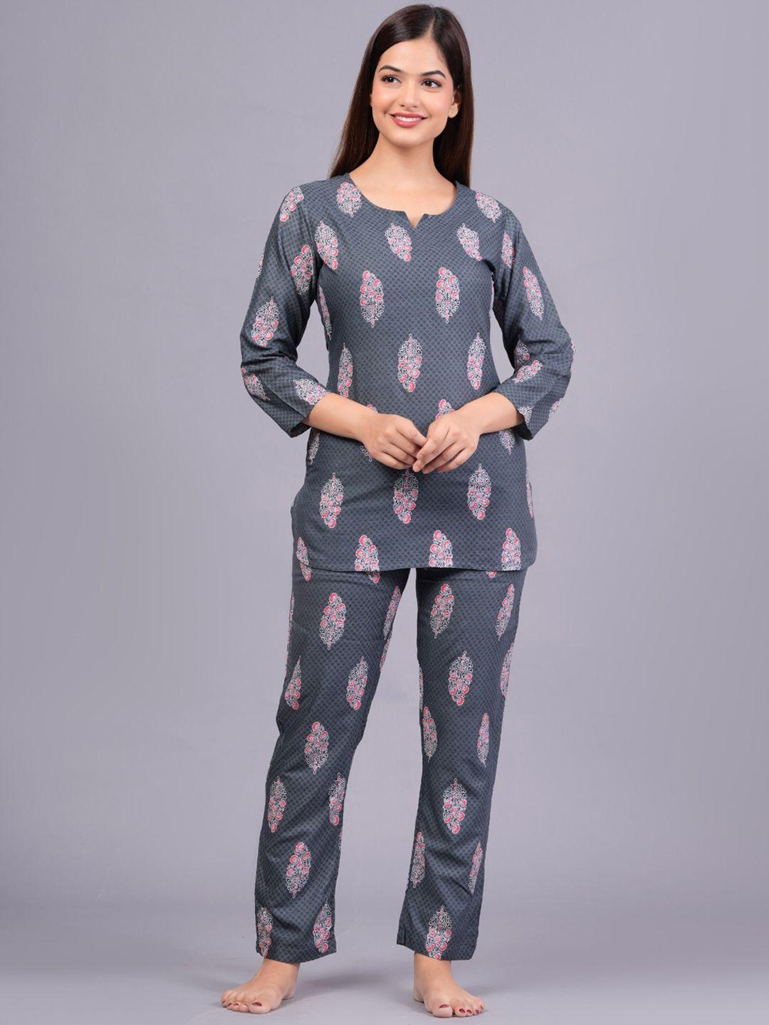 bachuu ethnic motifs printed kurti with pyjamas