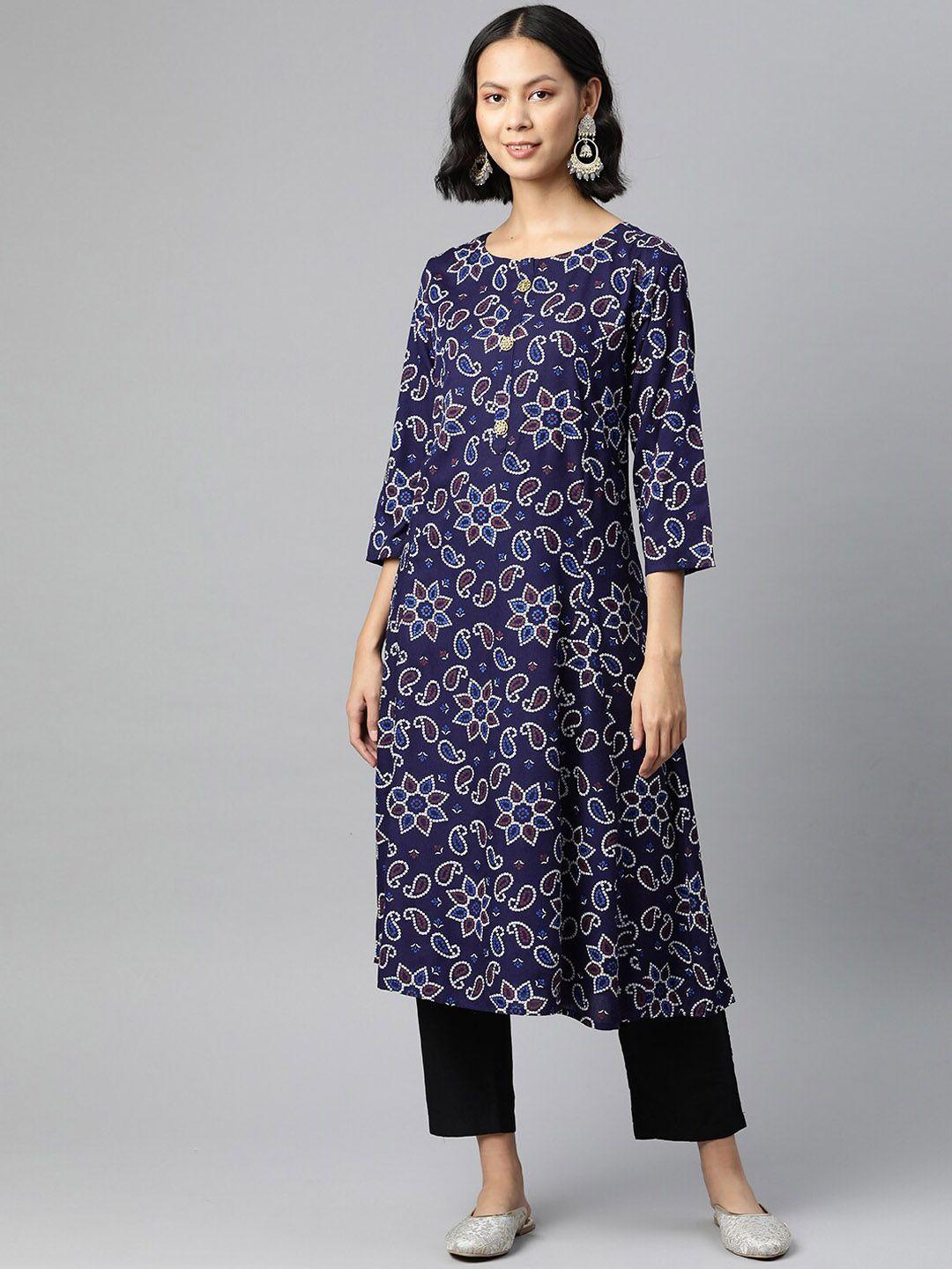 bachuu bandhani printed a-line regular kurta