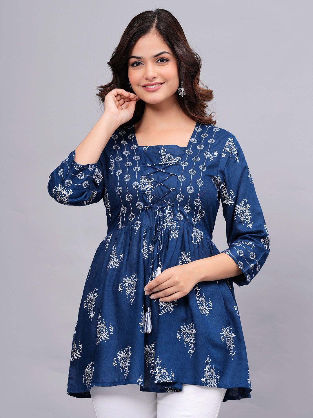 bachuu blue floral print top