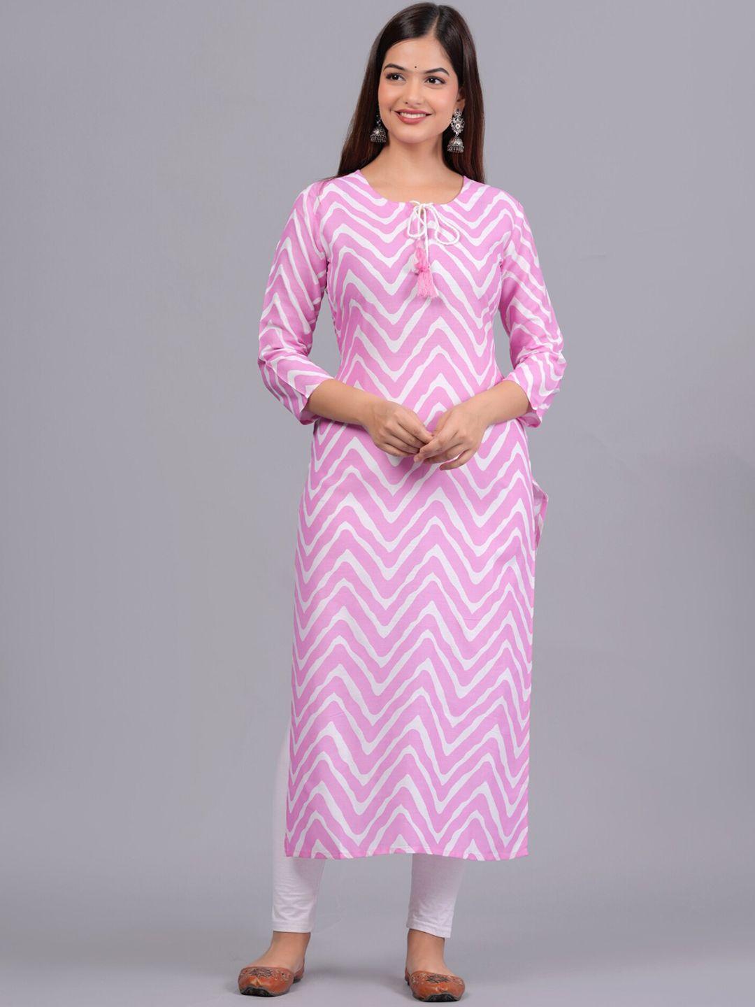 bachuu chevron printed straight pure cotton kurta