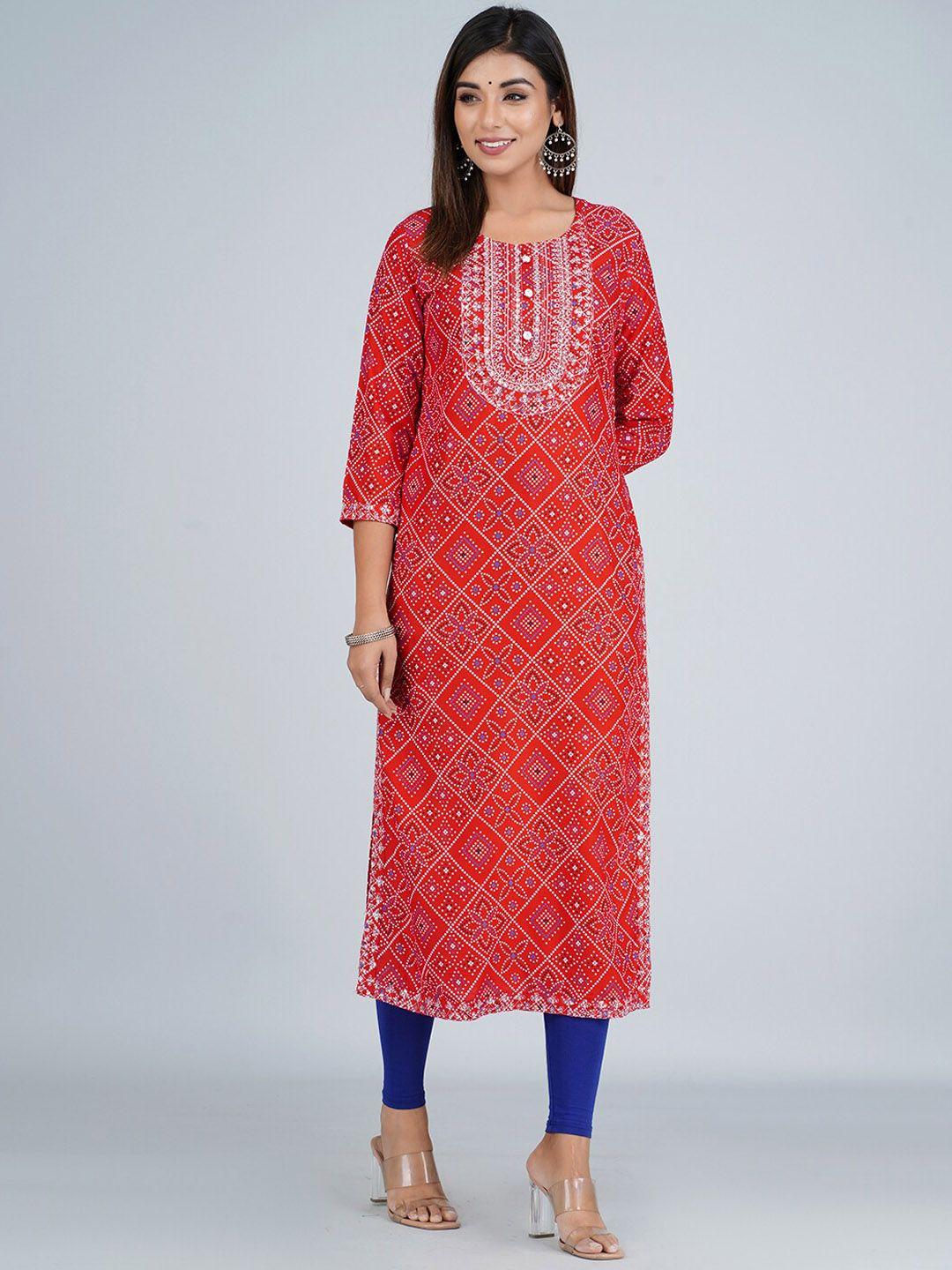 bachuu ethnic motifs printed thread work kurta