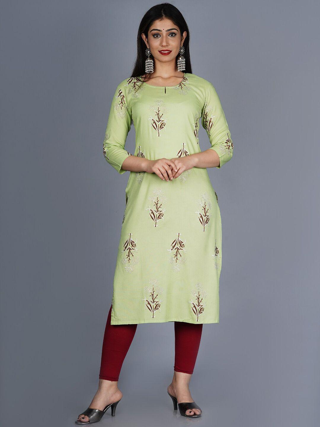 bachuu floral printed keyhole neck straight kurta