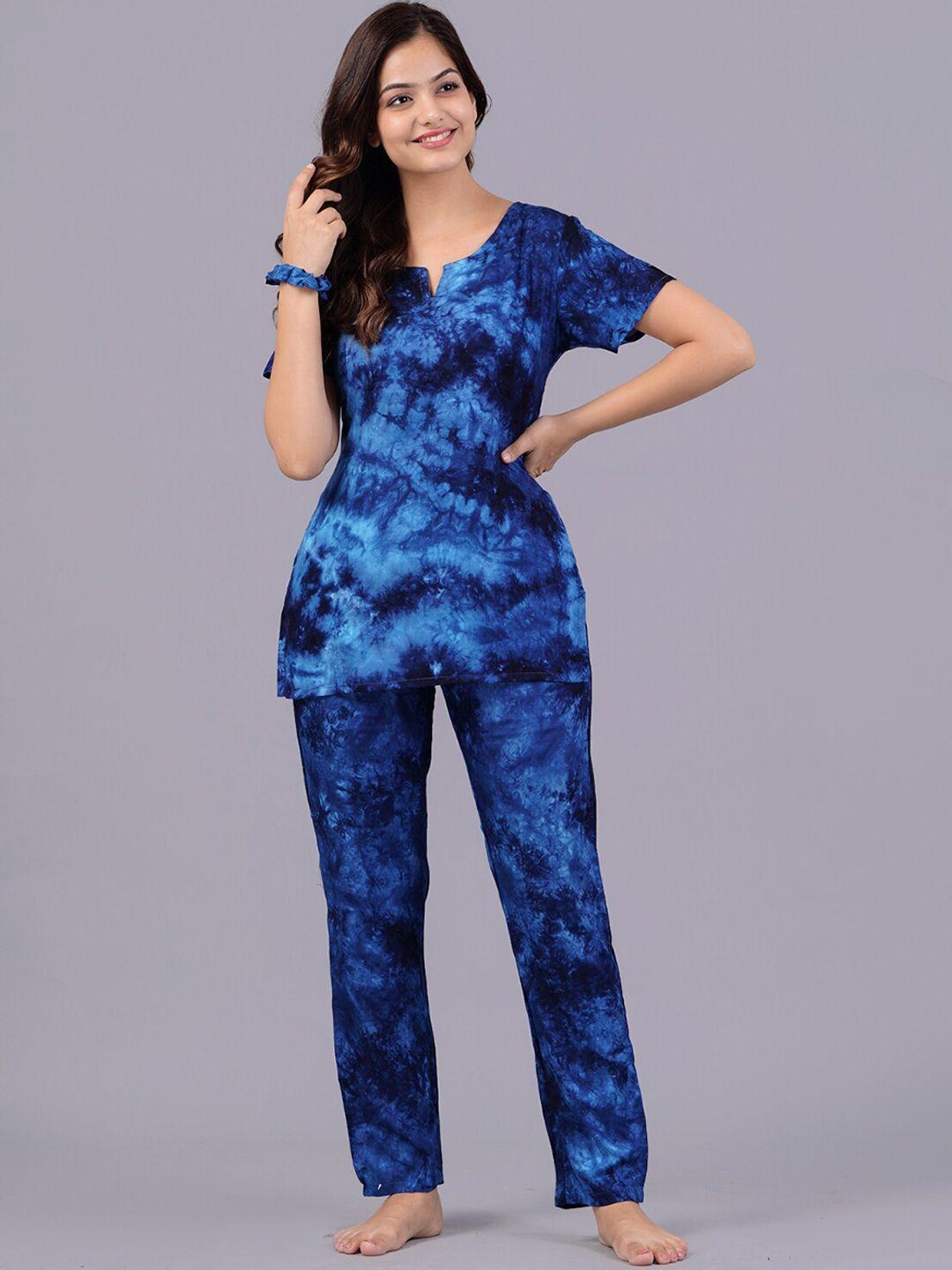 bachuu tie and dye round neck night suit