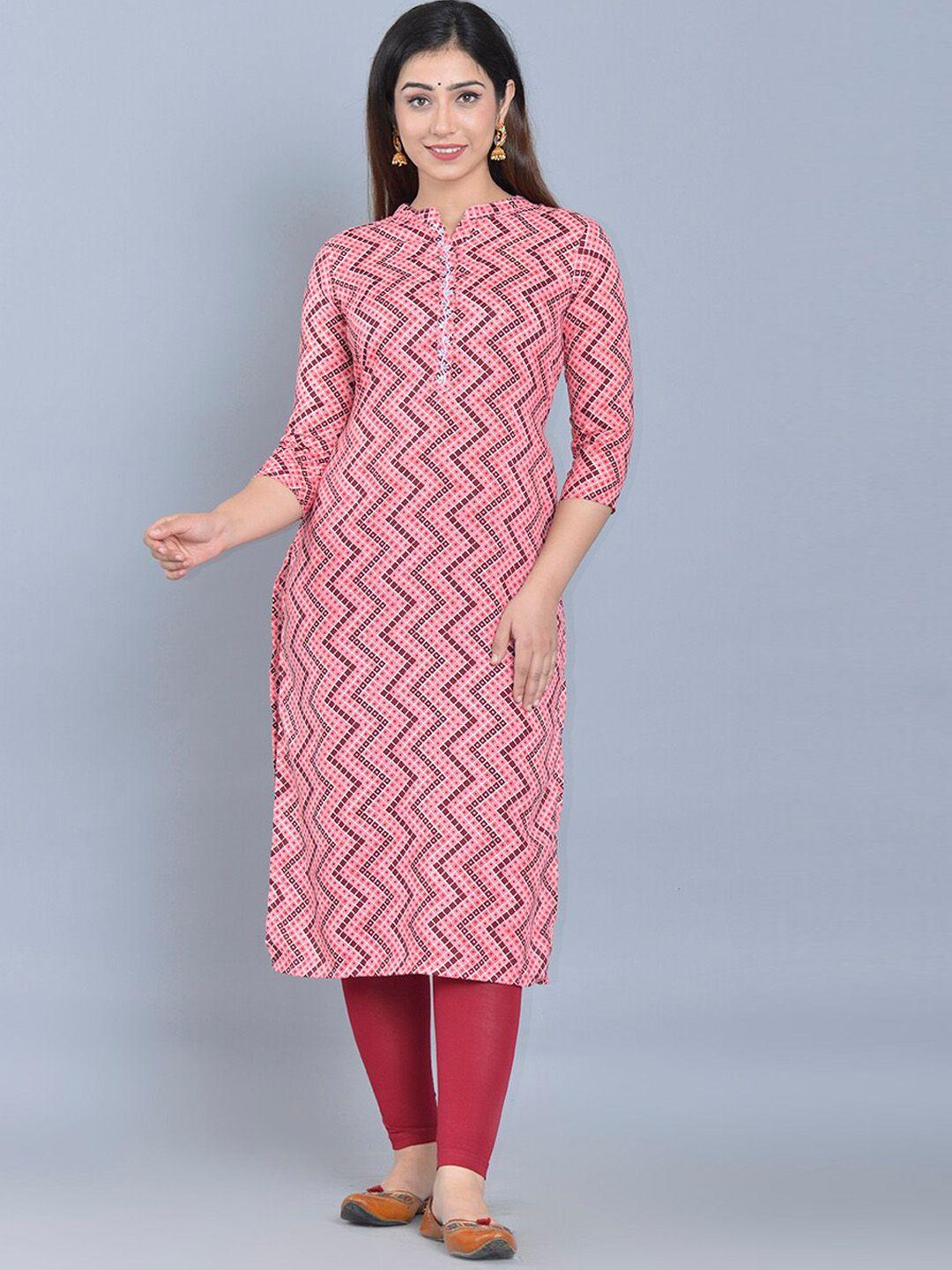 bachuu women pink geometric printed gotta patti kurta