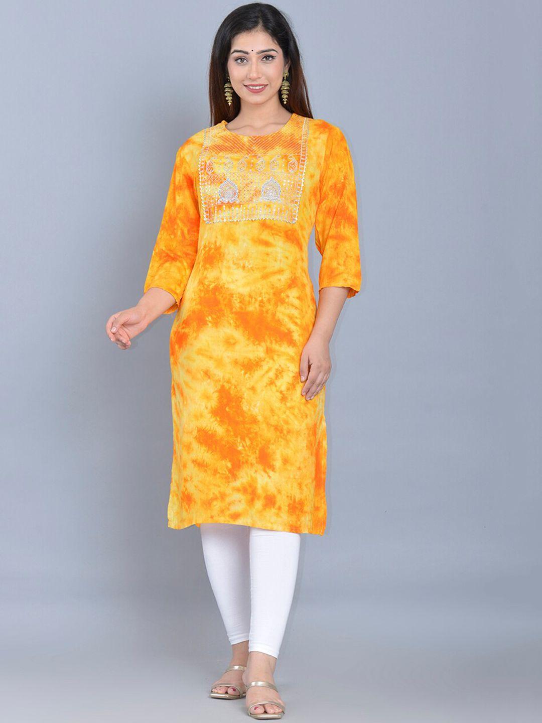 bachuu women yellow printed kurta