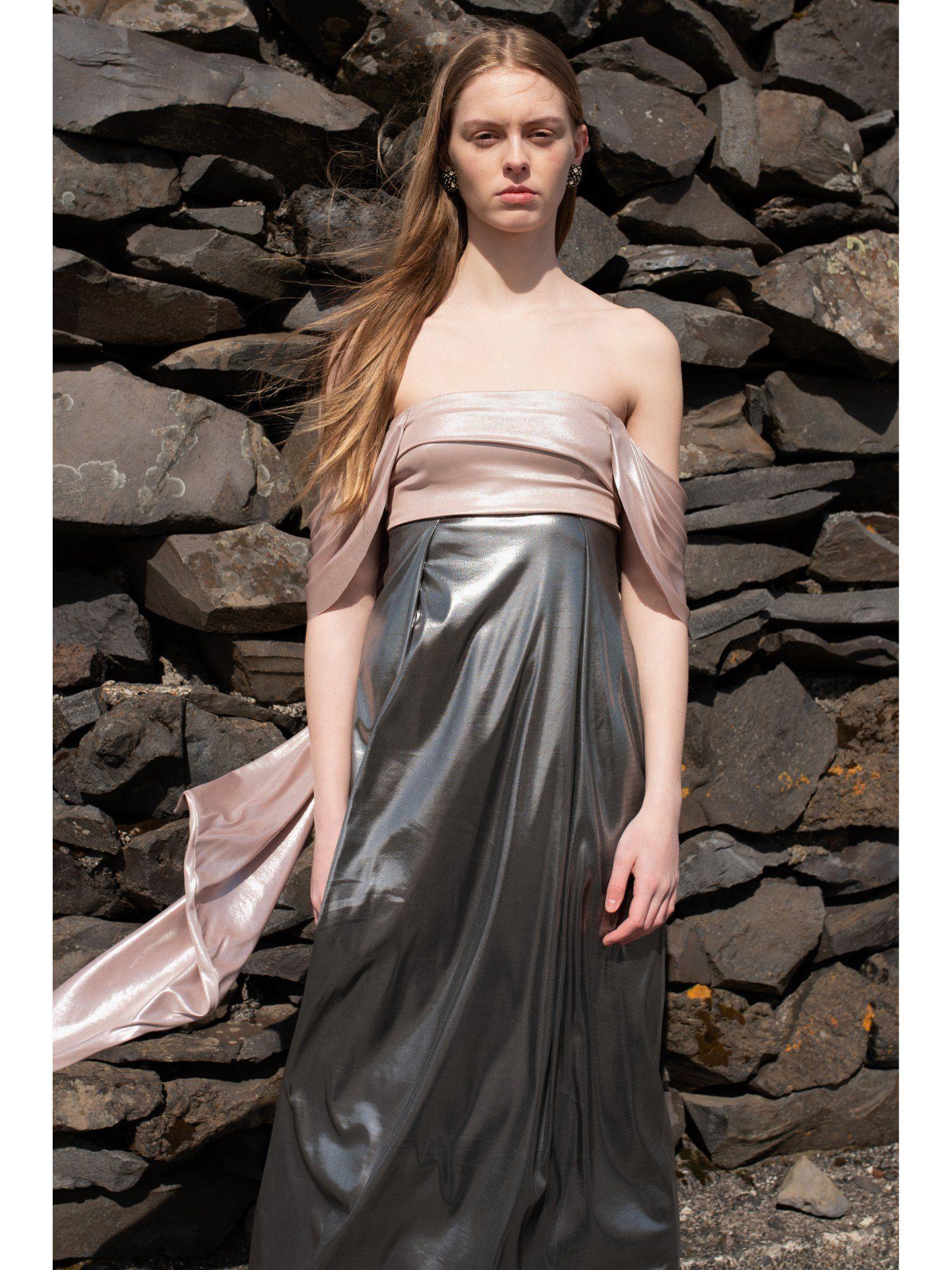 back bow metallic dress