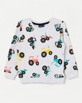 backhoe print crew-neck sweatshirt