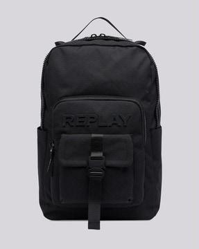 backpack with logo applique