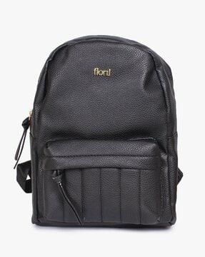 backpack with metal logo accent