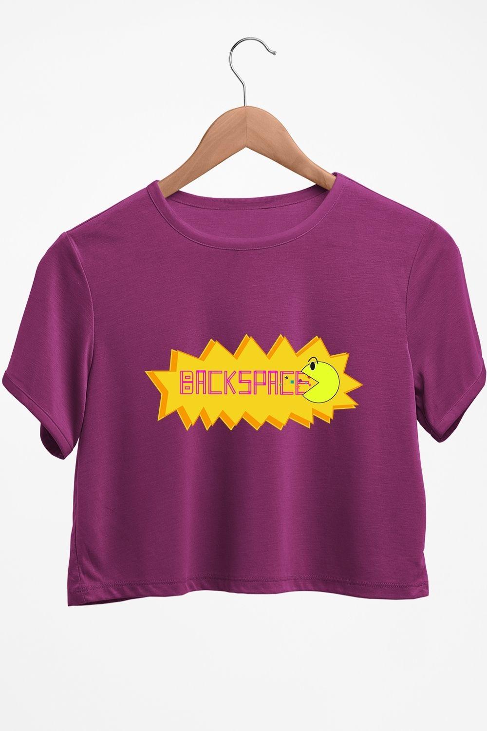 backspace graphic printed purple crop top