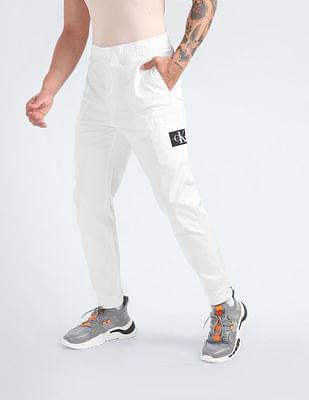 badge elasticised waist cargo pants